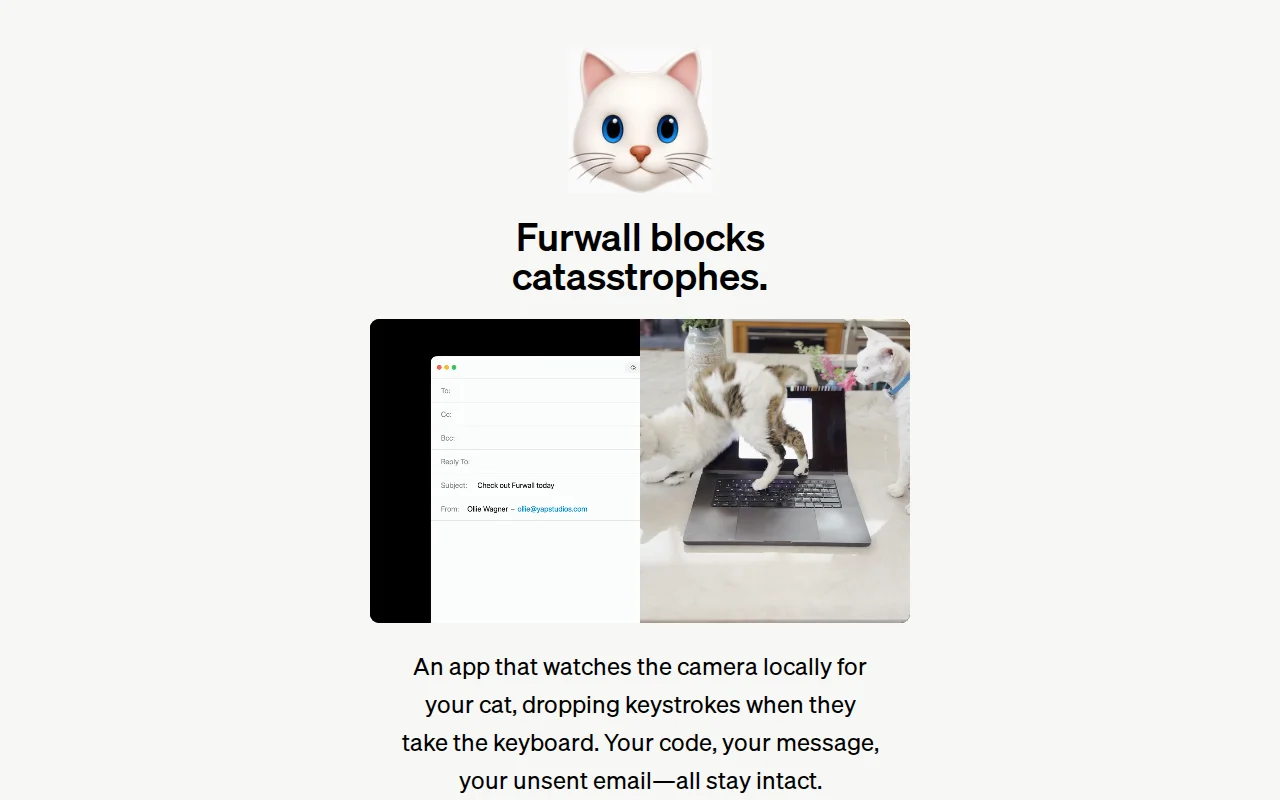 Furwall – macOS menu bar app that blocks keys when your cat sits down