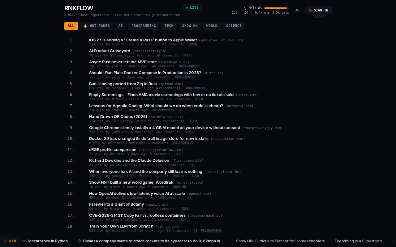 I got tired of refreshing HN, so I made it refresh itself