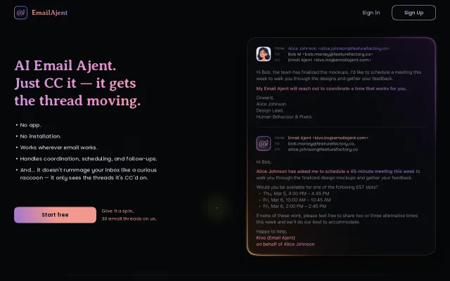 EmailAjent – an AI executive assistant for your email threads
