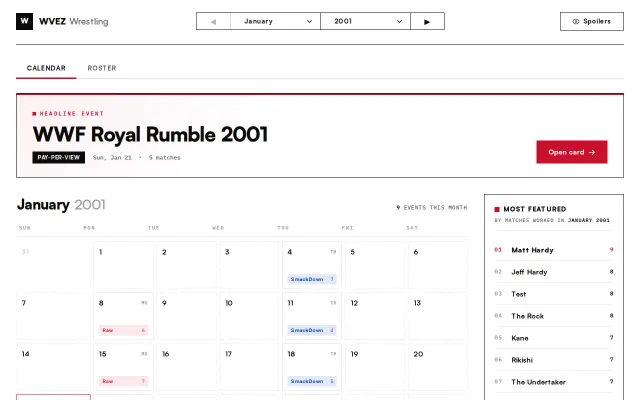 I built a spoiler-free WWE dashboard for 2001-2019 with 15,000 matches
