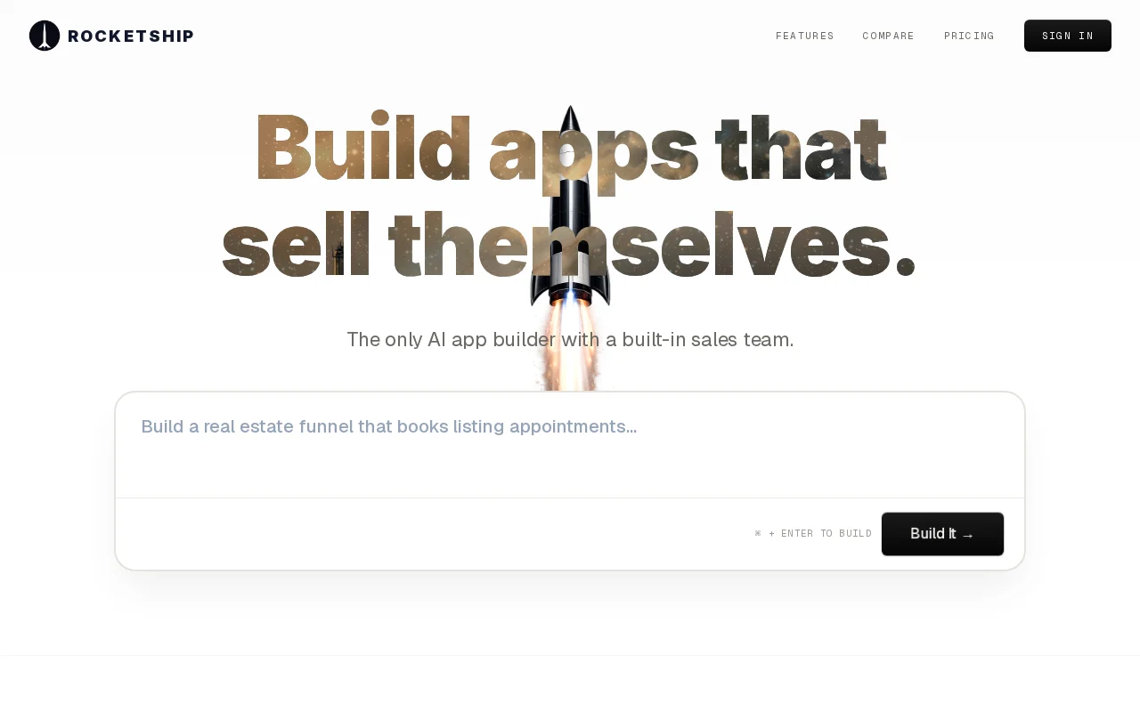 Rocketship, the only AI app builder with built-in sales team