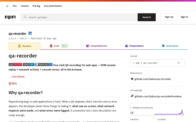 QA-recorder – One-click QA reports for web apps