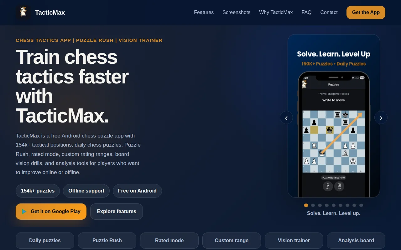 I'm 18 and built TacticMax, a free offline chess tactics app