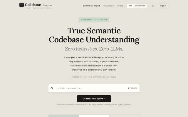 Zero LLM deep codebase analysis built on math engine