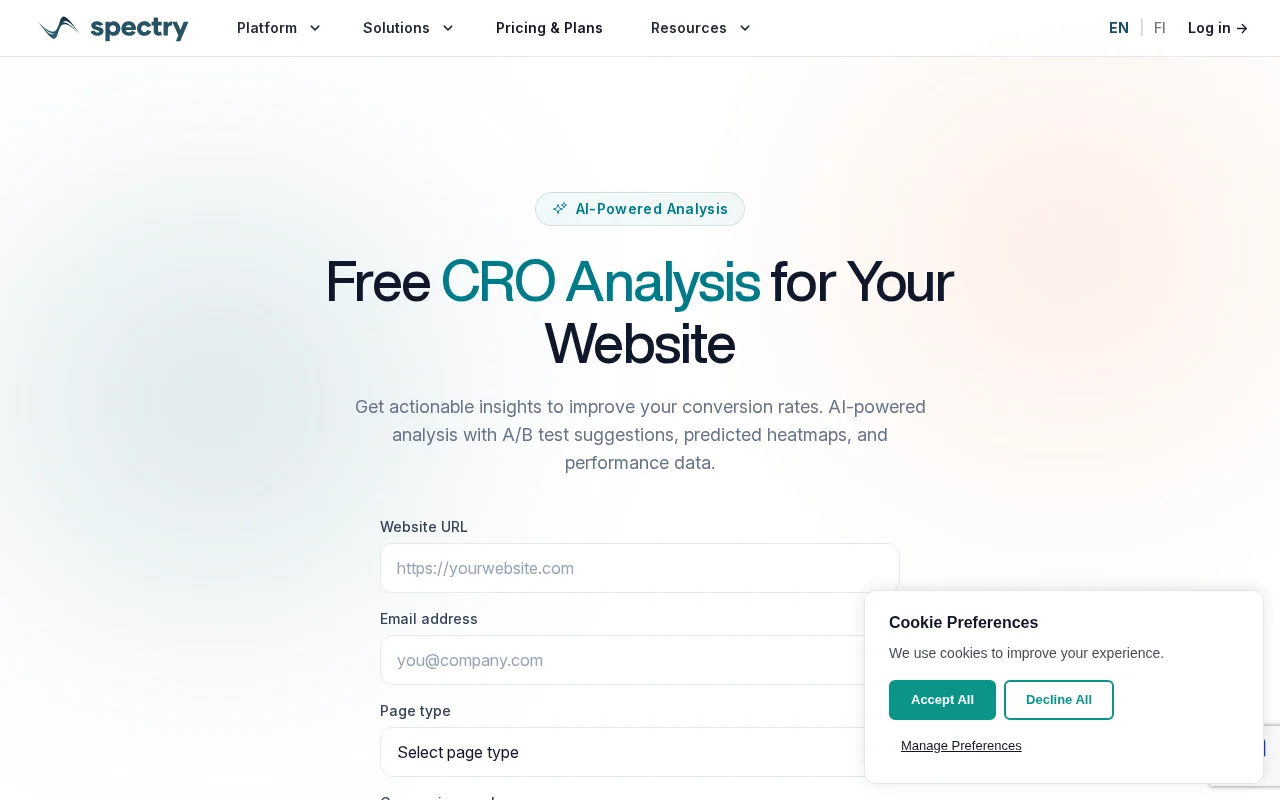 CRO analysis tool that finds conversion issues