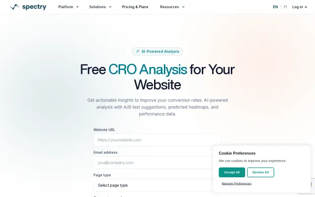 CRO analysis tool that finds conversion issues