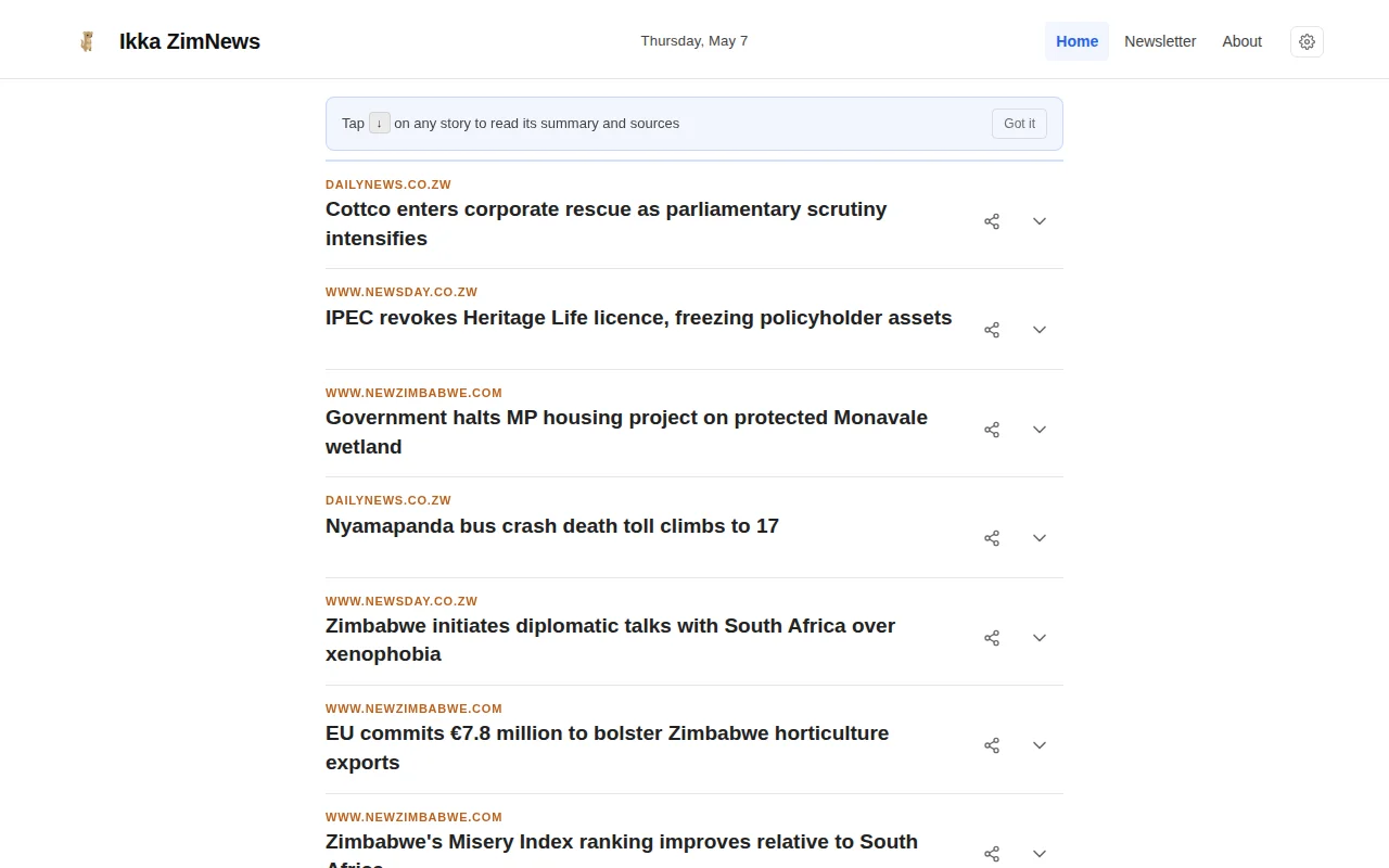 Ikka – Zimbabwean Based News Aggregator