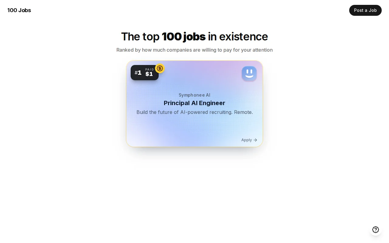 Jobs – A transparent job stack where companies pay to rank