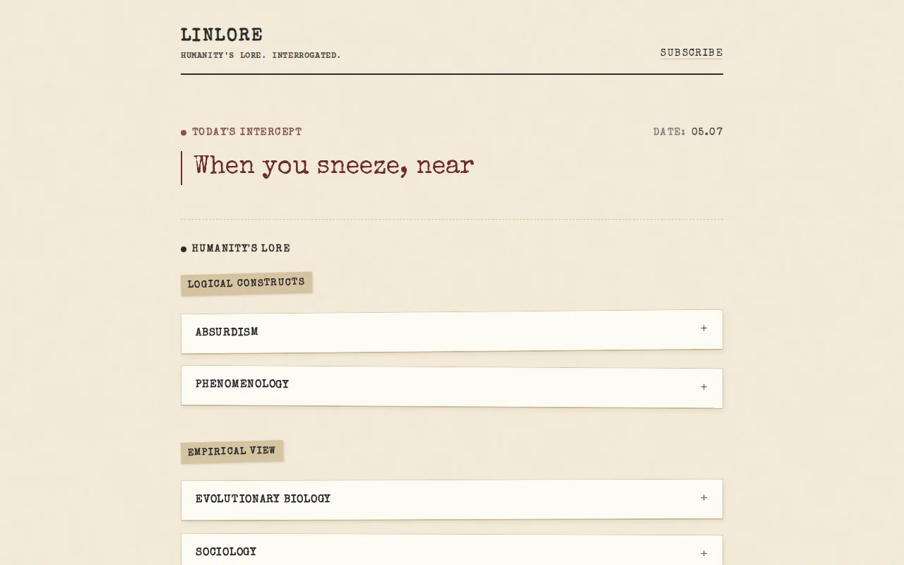 Linlore – Defending human existence, one question at a time