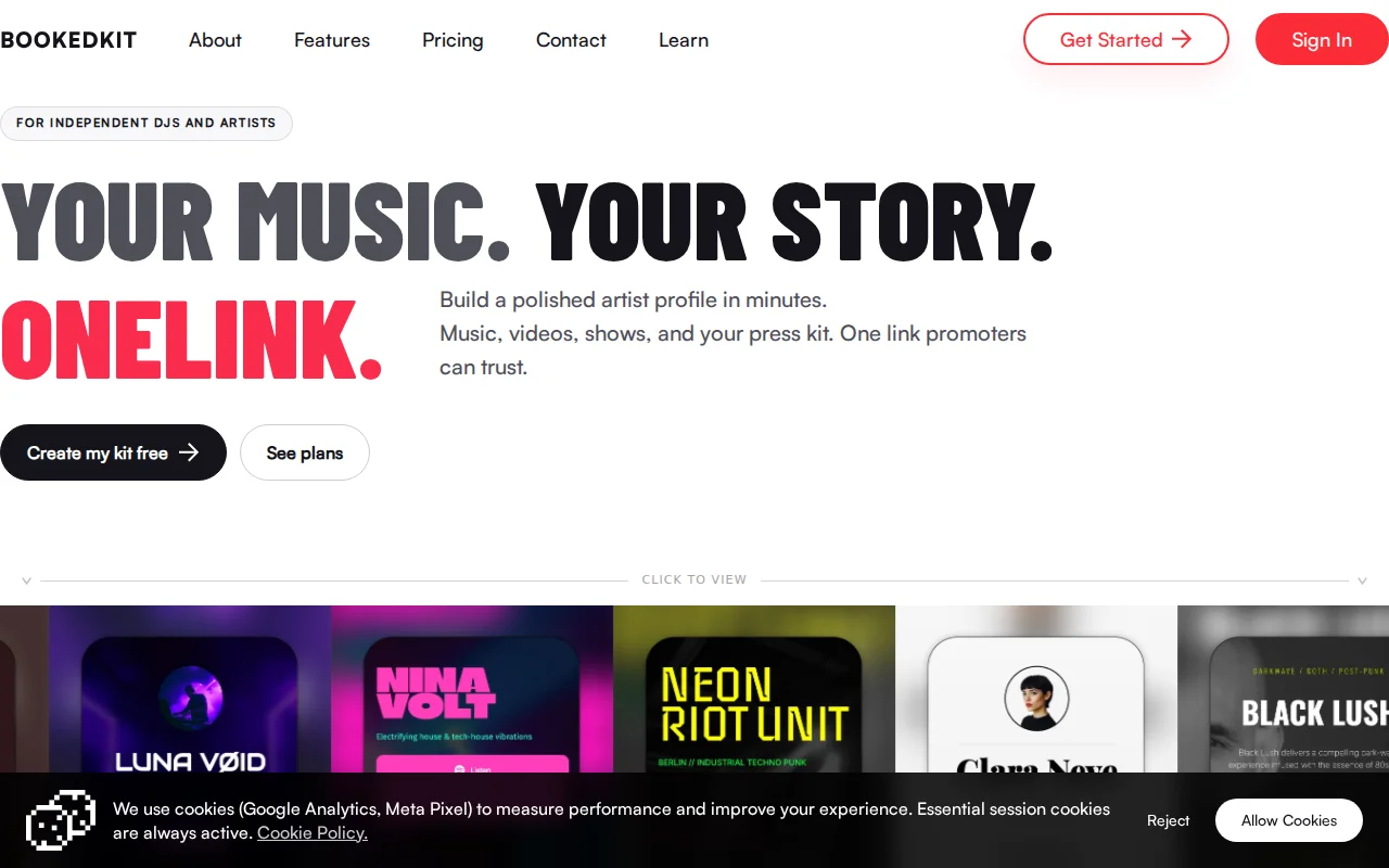 BookedKit, a booking-ready EPK builder for musicians and DJs