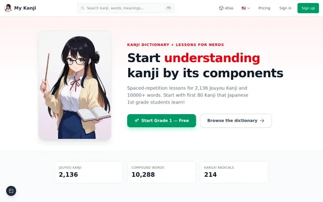 DAG-based Kanji learning through components