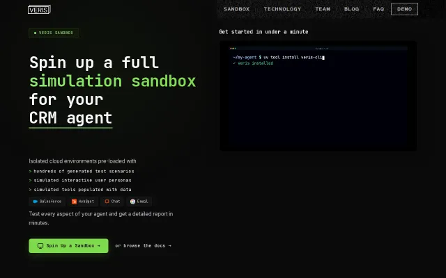 Veris – Agent sandboxes with simulated external services