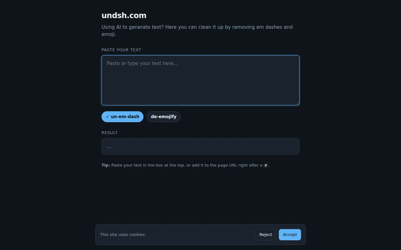 I instructed AI to create tool to clean AI-generated text: undsh.com