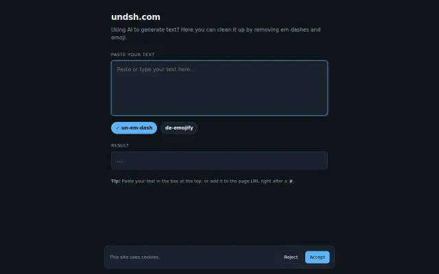I instructed AI to create tool to clean AI-generated text: undsh.com
