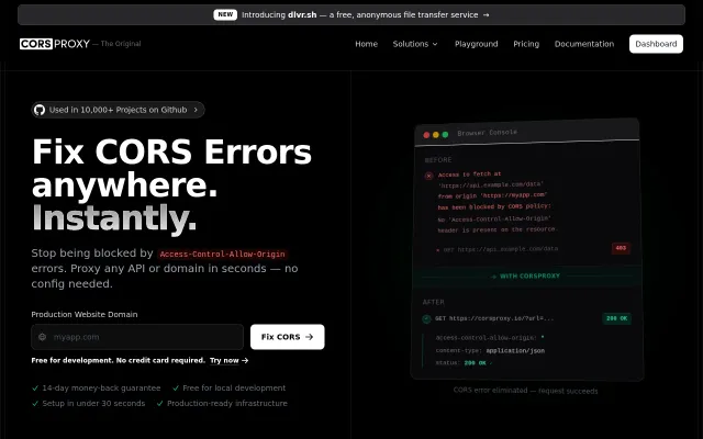 Corsproxy – Fix CORS Errors Instantly – Free for Development