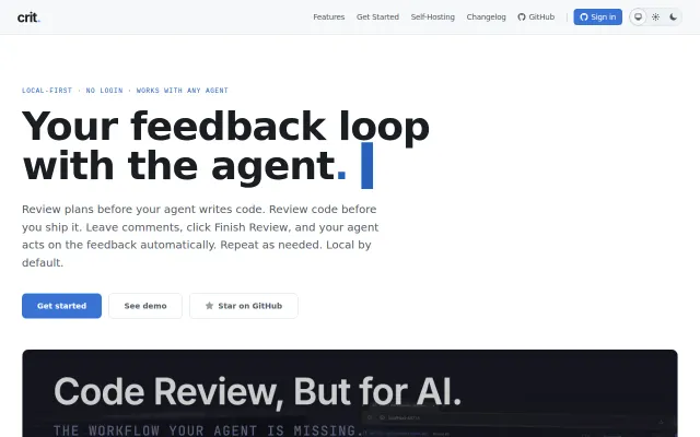 Crit – local review tool for agent plans and code diffs
