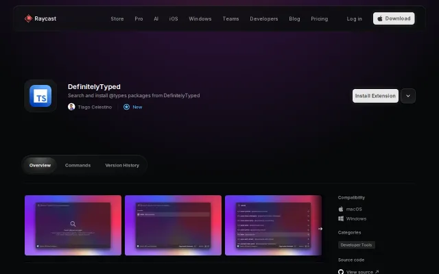 DefinitelyTyped Search – Raycast extension for TypeScript types