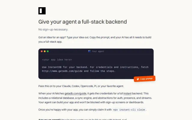 GETadb.com – every GET request creates a DB