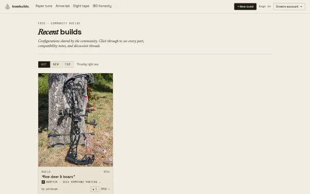 Bowbuilds, a configurator and tuning toolkit for compound archers