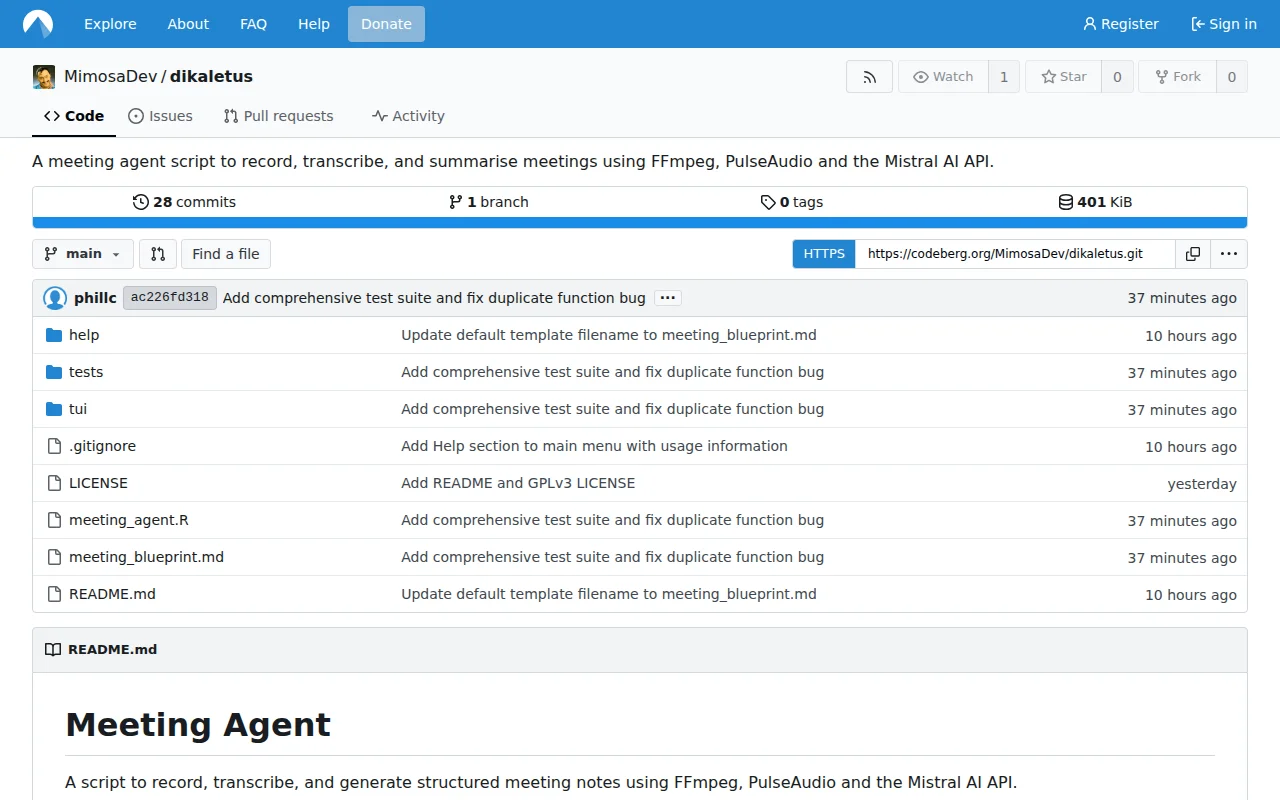 Dikaletus – meeting recording and transcription using Mistral AI