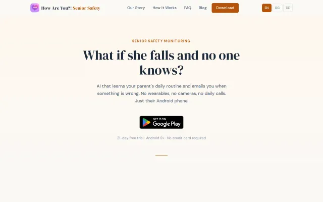 Is he OK? Senior safety monitoring app