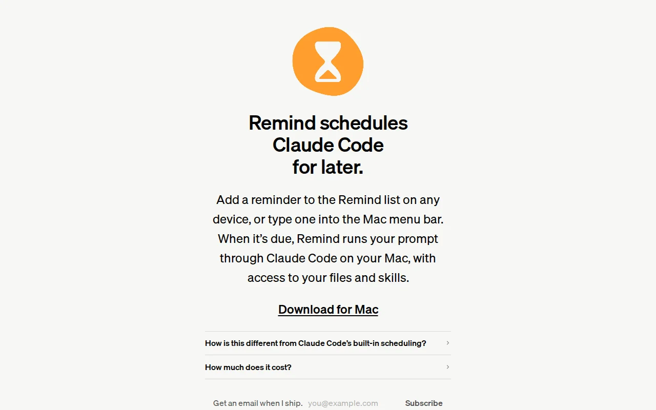 Remind – schedule Claude Code on your Mac