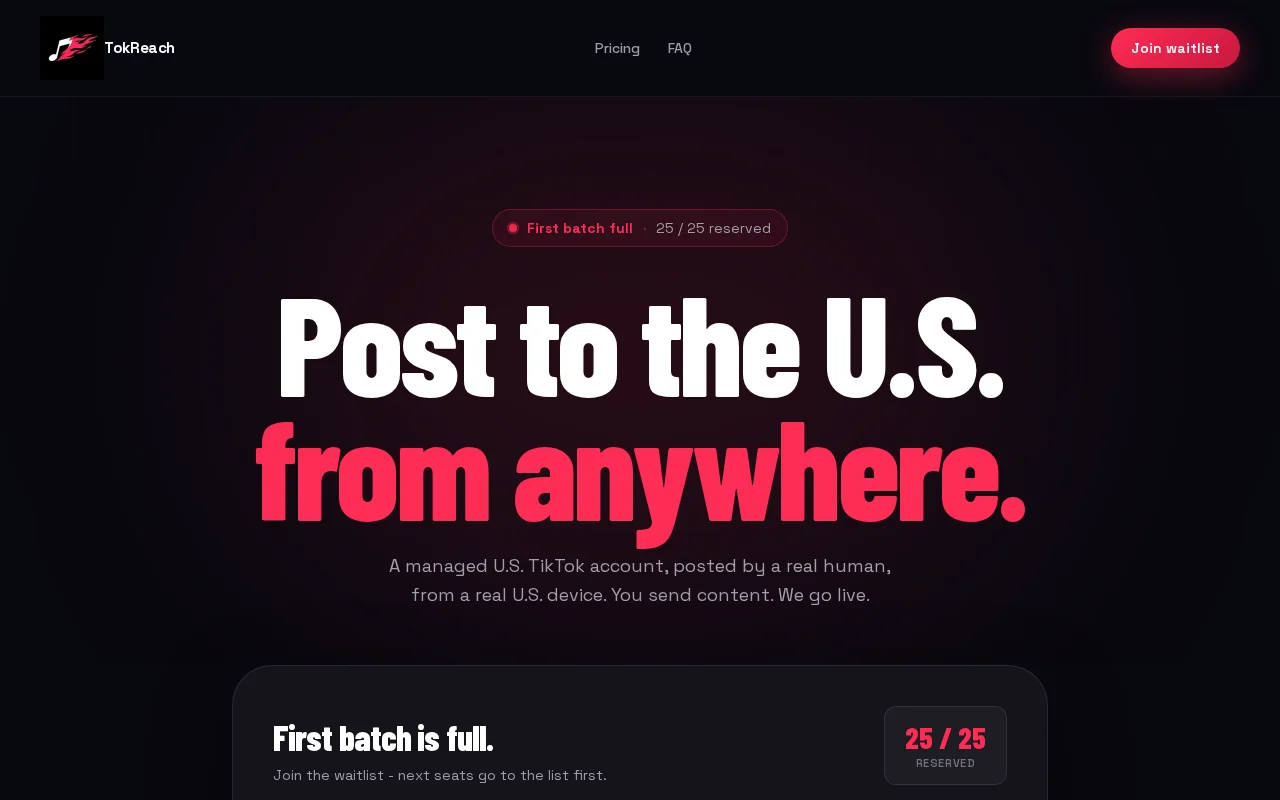TokReach – US TikTok as a Service