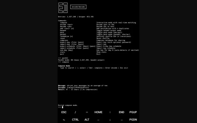 Codebook of 450k+ unique words and phrases acts as a text compressor