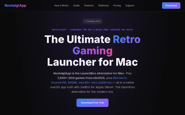 NostalgiApp – A LaunchBox-style game launcher for macOS
