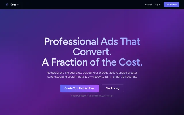 Studis – Turn product photos into social media ads with AI