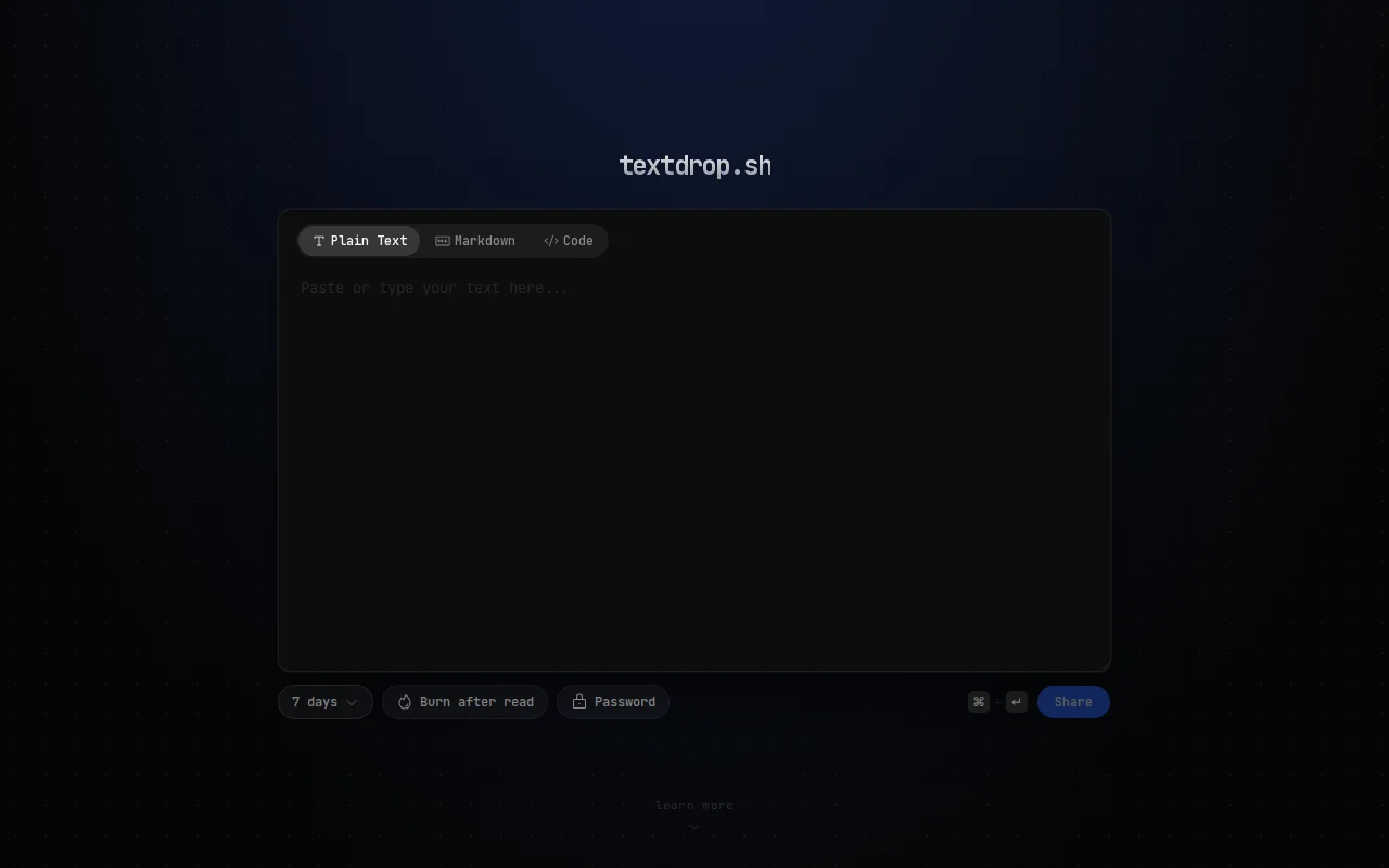 textdrop.sh – a simple tool for sharing text, Markdown, and code