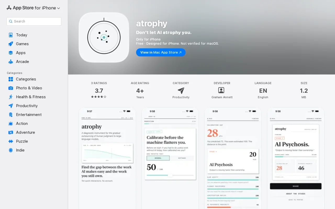 I made an iOS app to gauge AI over-reliance and AI psychosis
