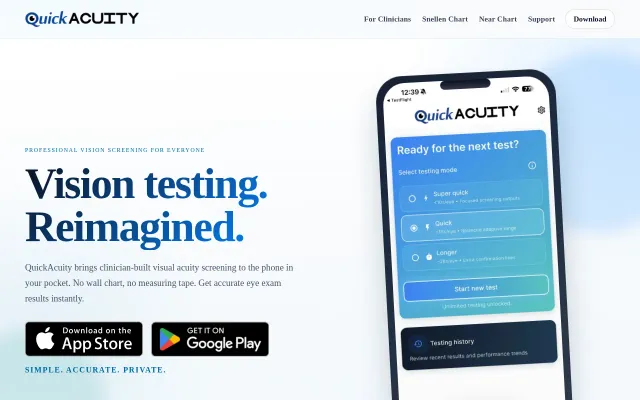 QuickAcuity – visual acuity screening from your phone