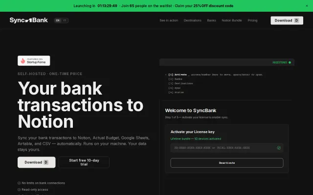 SyncBank – Self-hosted bank sync for EU banks