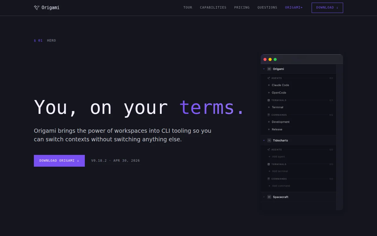 Origami – A simple workspace-oriented terminal manager
