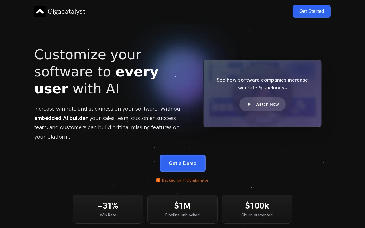 Gigacatalyst – Extend your SaaS with an embedded AI builder