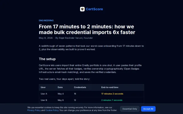 Cutting our credential bulk-import from 17 minutes to 2
