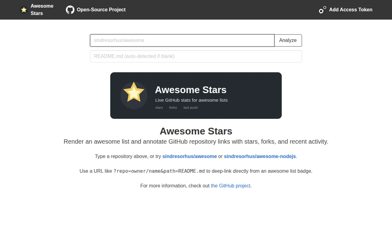 Awesome Stars- render github awesome list with live star/fork badges