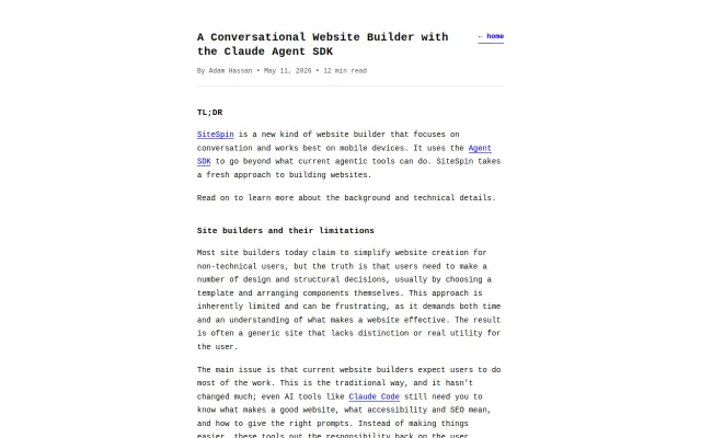 A website builder on the Claude Agent SDK