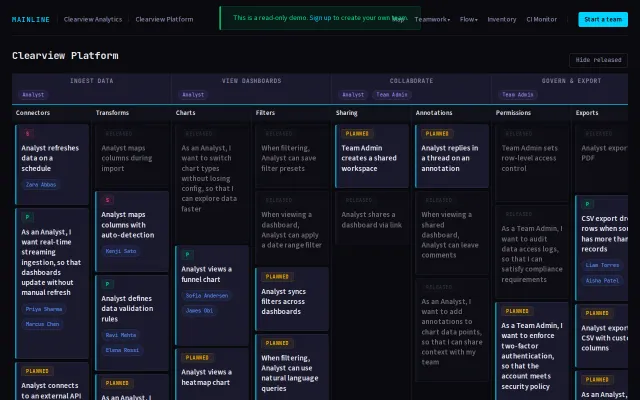 Mainline – a project tool with no backlog, story points or surveillance