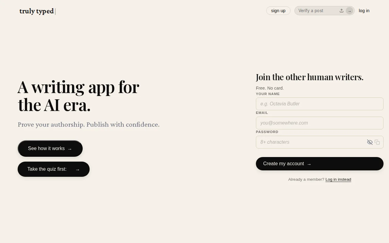 Truly Typed – A writing app for the AI era