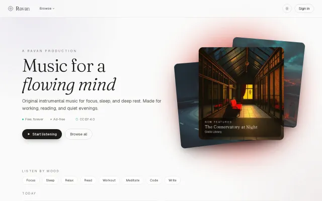 Ravan – Free streaming for AI-generated instrumental music