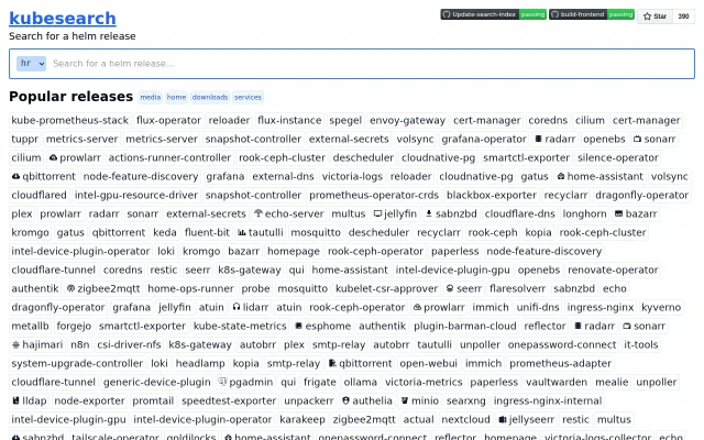 Kubesearch, search through Kubernetes YAMLs from homelabs