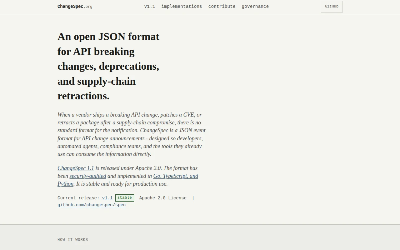 ChangeSpec – An open standard for notices in software changes
