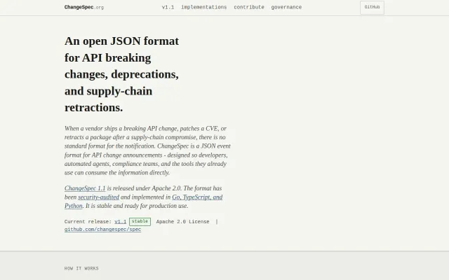 ChangeSpec – An open standard for notices in software changes
