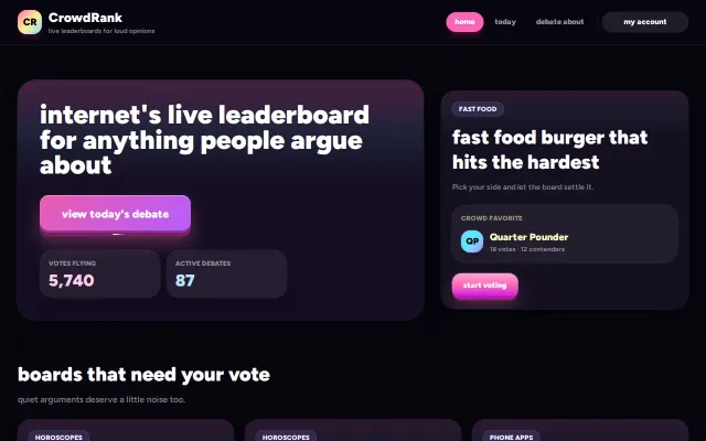 CrowdRank – live leaderboards for internet arguments
