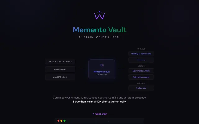 MementoVault – Self-hosted AI context manager served via MCP