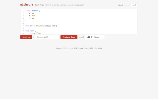 nichy – a visualizer for Rust type memory layouts