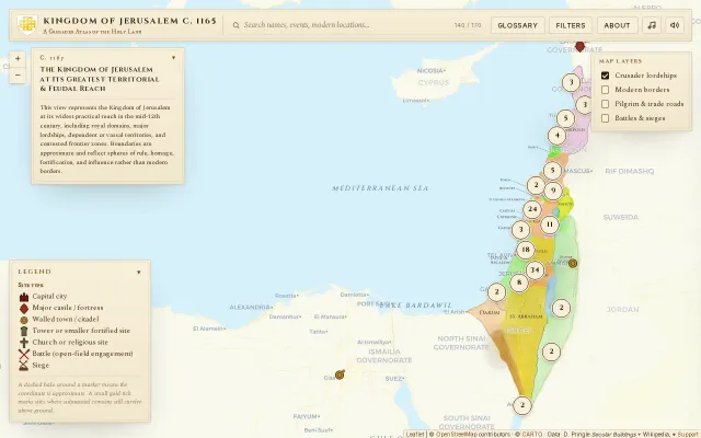 An interactive atlas of Crusader-era sites in the Kingdom Of Jerusalem