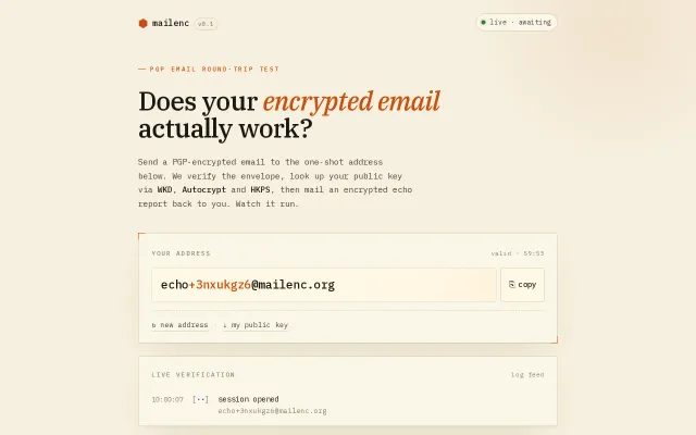 Mailenc – Test if your PGP email setup works